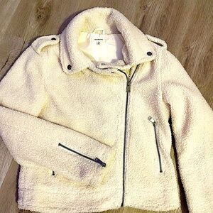 Cream Cropped Teddy Jacket, Soft and Warm by Max Studio Size Small